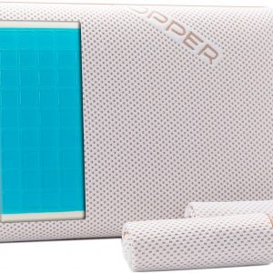 Threads For Bed Contour Cooling Memory Foam Pillow with 2 x Copper Infused Washable Pillowcases, Cooling Gel Attached Ergonomic Bed Sleep Pillow for Side & Back Sleeper (60Lx40Wx13H)
