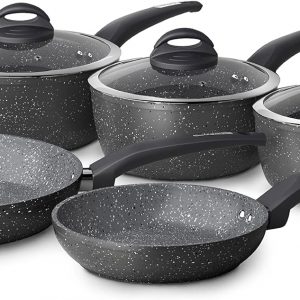 Tower Cerastone T81276 Forged 5 Piece Pan Set with Non-Stick Coating
