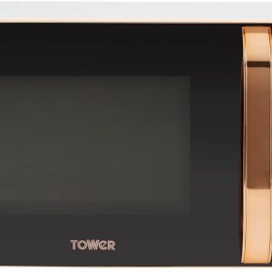 Tower T24021W Digital Microwave with 60-Minute Timer and 8 Autocook Settings, 20L, 800W White and Rose Gold
