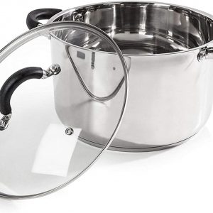 Tower T80837 Casserole Dish, 24cm- Stainless Steel, Silver