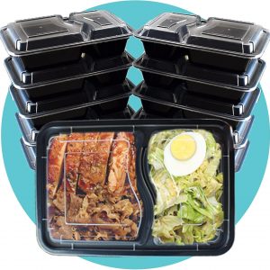 Triplast 10 x Meal Prep Containers (2 Compartment, 32oz) – Microwave, Freezer & Dishwasher Safe – BPA Free, Reusable, Leakproof & Stackable Food Storage Bento Lunch Boxes for Home, Office & School Use