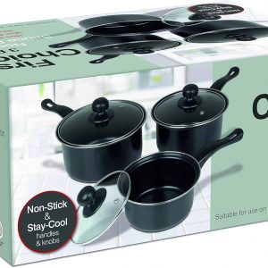 Value plus AP120 Value Plus 3 PCE Sauce pan Set with Glass Lids,