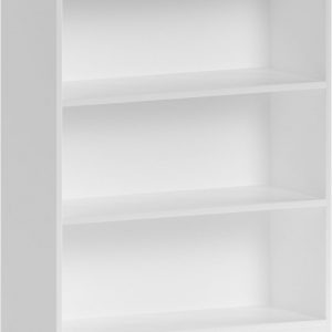 Vida Designs Cambridge 3 Tier Low Bookcase, White Wooden Shelving Display Storage Unit Office Living Room Furniture