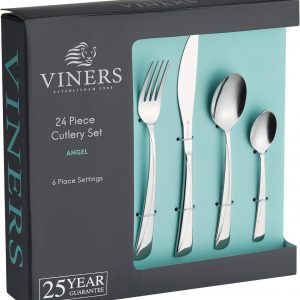 Viners Angel Cutlery Set | Elegant Mirror Polished Flatware Gift Box with 25 Year Guarantee | 18/0 Stainless Steel, 24 Piece