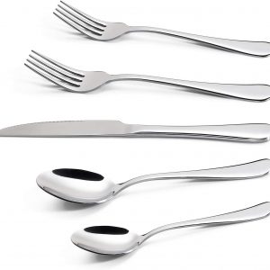 Vinsani 20 Piece Stainless Steel Cutlery Silverware Flatware Home Use Tableware Dinnerware Set Knife Fork Spoon Dessert Spoon, Service for 4 People, Mirror Polished – Dishwasher Safe Easy Clean