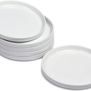WishDeco Side Plates Set of 6, White Dessert Plates 18cm/7 inch, Small Dinner Plates, Ceramic Serving Dishes for Cake, Salad, Tapas, Starter, Microwave & Dishwasher Safe