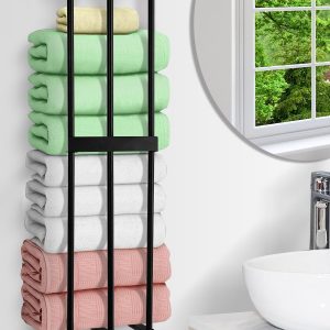 XIAPIA Towel Rail for Bathroom, Steel Towel Rack for Bathroom Wall, Wall Towel Rack for Rolled Towels Storage for Small Bathroom, Wall Mounted Towel Shelves for Bathroom Organizer, 75x20x15cm