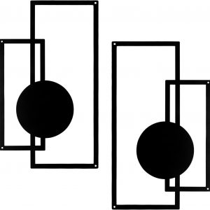 YiYa 2 Pcs Metal Wall Decor Metal Geometric Wall Decor Black Metal Minimalist Wall Decor Metal Vertical Abstract Wall Art Modern Geometric Wall Hanging for Home Living Room Bedroom (Geometric)