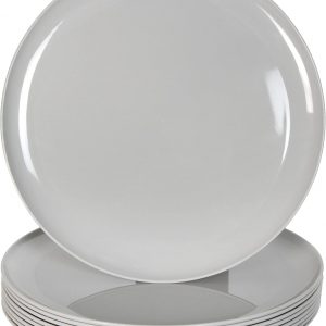 Youngever 9 Pack 25CM Re-usable Plastic Plates, Large Plates, Dinner Plates, Set of 9 (Grey Color)