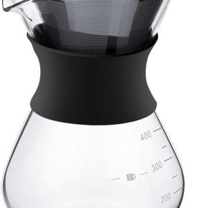 YunNasi Pour Over Coffee Maker Glass Hand Drip Coffee Brewer Set Coffee Filter Jug with Permanent Filter (400ml)