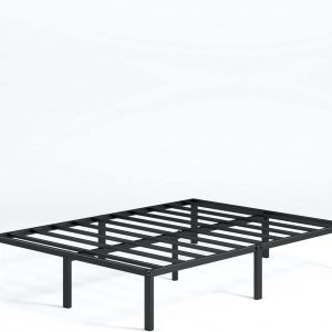 Zinus Yelena Double Bed frame – Bed 135×190 cm – 36 cm Height with Underbed storage – Metal Platform Bed frame with Steel slat support – Black