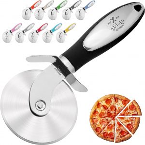 Zulay Premium Pizza Cutter – Steel Pizza Cutter Wheel – Food Grade Pizza Slicer – Smooth Rotating Pizza Cutter Wheel with Non-Slip Ergonomic Handle