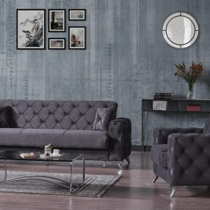 chesterfield sofa bed set (3+2) – made in turkey (2, Black)