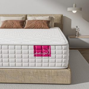 dosleeps 9.4 Inch Double Mattress 4FT6 9-Zone Pocket Sprung Mattress with Memory Foam and Tencel Fabric – Orthopaedic Mattress – Thickness: 9.4 Inch,White