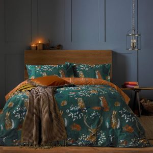 furn Forest Fauna Duvet Cover Set, Emerald, Double