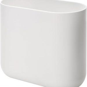 iDesign Compact Bathroom Bin, Slim Plastic Bin for Bathroom, Bedroom or Office Waste, Durable Bin with Sleek and Elegant Design, White, 26.8 cm x 14.0 cm x 24.8 cm