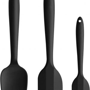 iNeibo Heat Resistant Silicone Spatulas, Non Stick Coating with Steel core, Cake Cream Butter Spatula Mixing Batter Scraper Brush Silicone Baking Tools(3PCS)