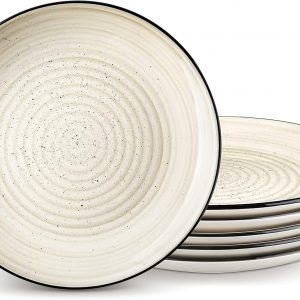 vancasso BONBON Dinner Plates Set of 6, 10.5 inch Scratch Resistant Ceramic Dinnerware Set, Dishwasher and Microwave Safe, Dessert Plates, Pasta Plates, Salad Plates, for Main Course, Beige