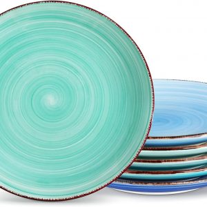 vancasso Bonita Salad Plates, 8.5 inch Small Dinner Plates Set, Ceramic Dessert Plate Serving Dishes Set of 6, Microwave, Oven and Dishwasher Safe, Assorted Color