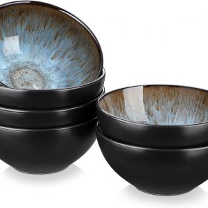 vancasso Bubble 12 Ounce Mini Cereal Bowls, 4.7 Inch Stoneware Small Dessert Bowls, Brown Dipping Bowl Sets of 6, Ice Cream Bowls