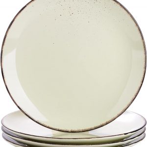 vancasso Navia Nature Dinner Plate Set of 4, Stoneware Vintage Look Cream Dinnerware Tableware, 10.5 inch Snack/Salad/Fruit/Side Plate. (27 * 27 * 2.5cm)