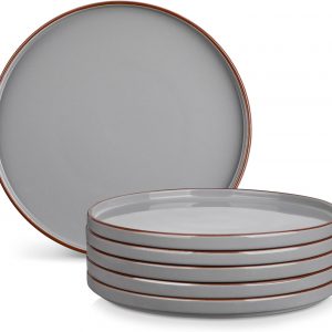 vancasso Venus Dinner Plates Set of 6-10.5 Inch Grey Ceramic Dessert Plates, Microwave, Oven and Dishwasher Safe, Scratch Resistant Modern Rustic Style Stoneware Dishes for Kitchen