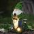 THE ENCHANTED GARDEN Garden Gnome Knight Statue Outdoor Resin Gnome Figurine Outdoor Solar Powered LED Garden Lights Resin Garden Figurine for Patio Lawn Yard Décor