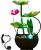 Indoor Tabletop Water Fountain with Natural Rocks and LED Ring Lights, USB Powered Resin MeditationTabletop Fountain Zen Relaxation Water Fountain Tabletop Humidifier for Home Office Bedroom