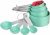8 Piece Measuring Cups and Spoon Set – Plastic Measuring Cup and Spoon with Stainless Steel Handle, Measuring Tool for Liquids and Solids (Teal)
