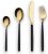 Berglander 24 Piece Titanium Black and Golden Plated Stainless Steel Silverware Set,Black Handle with Golden Mouth Flatware Set Black and Golden Cutlery Set Service for 6 (Shiny Black Golden)