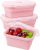 Collapsible Food Containers Silicone Lunch Box Meal Prep Containers Reusable Food Storage Containers with Lids Airtight Freezer Microwave Safe Stackable Lunch Box Bento Box Set of 3, Pink