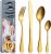 Cutlery Set, BEWOS 16-Piece Stainless Steel Matt Gold Flatware Set, Tableware Silverware Set with Spoon Knife and Fork Set, Service for 4, Dishwasher Safe/Easy Clean