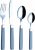 EXZACT Cutlery Set 16pcs Stainless Steel – Coloured Handles – 4 x Forks, 4 x Knives, 4 x Table Spoons, 4 x Tea Spoons – WF23 Grey