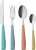 EXZACT Cutlery Set 24pcs Coloured – Stainless Steel with Vibrantly Coloured Plastic Wide Handles–Comfortable to Hold-6 x Forks, 6 x Dinner Knives, 6 x Dinner Spoons, 6 x Teaspoons