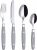EXZACT Cutlery Set 24pcs Stainless Steel – with Rivet Craft Handles/Retro Style Flatware – 6 x Dinner Forks, 6 x DinnerKnives, 6 x Table Spoons, 6 x Tea Spoons -Serves 6 (Grey)
