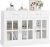FirFurd 120cm White Sideboard Storage Cabinet Kitchen Sideboard with 3 Glass Doors 2 Drawers and Adjustable Shelves Wooden Display Cabinets for Living Room Dining Room 120x40x84cm