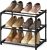 Flosvotals 3 Tier Shoe Rack,Space Saving Shoe Storage Organiser,Metal Storage Rack, Easy Assembly & Strong Design, Stackable Shoe Shelf, for Hallway, Living Room, Bedroom,Black