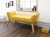 GFW Milan Upholstered Storage Bench, Window Seat With A Padded Stool Seat With Accent Solid Wood Legs, Suitable for Living Room Bedroom Hallway Or Dining Room Mustard Yellow H-51cm x W-118cm x D-43cm