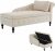 HAINEW Upholstered Chaise Lounge Sofa, Velvet Chaise lounge Couch for Living Room Bedroom and Office with Storage, Pillow, Right Armrest and Nailhead-Trim & Button-tufted. (Beige)
