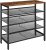 HOOBRO Shoe Rack, 5-Tier Shoe Organizer Shelf, 75 x 30 x 85 cm, with Flat or Slant Adjustable Shelf, Sturdy and Stable, Shoe Storage Organiser for Entryway, Hallway, Industrial, Rustic Brown EBF01XJ01