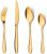 HaWare Gold Cutlery Set, 16 Piece Stainless Steel Flatware Set for 4, Elegant Tableware Silverware Set Include Knives Forks Spoons, Mirror Finish, Dishwasher Safe