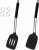 Herogo Silicone Spatula Turner, 2 Pcs Stainless Steel Cooking Spatula with S Hooks for Egg, Fish, Pancake, Meat, Non Stick Kitchen Utensils for Baking, Heat Resistant & Dishwasher Safe, Black
