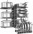 Housolution Pan Organiser for Kitchen Cupboard, Pot and Pan Stand Rack with 8 Adjustable Non-Slip Dividers, Saucepan Storage Organiser Rack with 2 DIY Methods
