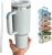 Khzer 40 OZ Tumbler with Straw and Lid-Stainless Steel Coffee Mug with Handle- Insulated Coffee Cup Travel Mug for Hot and Cold Beverages 2-in-1 Lid Water Bottle (Fog)