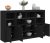 Nice Cabinets & Storage Buffets & Sideboards-Sideboards with LED Lights 3 pcs Black Engineered Wood