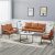 OFCASA Set of 3 Sofa Armchair Modern Faux Leather Couch with Arms Metal Frame Upholstered Seat Sofa Chair with Thick Cushions for Bedroom Lounge Office Garden, Light Brown