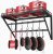 OROPY Wall Mount Pot Pan Racks, Saucepan Hanging Rack, Kitchen Utensils Hanging Shelf with 2 Rails, 12 Hooks, 60cm