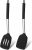 Onader Silicone Spatula Pack of 2, Non-Stick Kitchen Slotted Solid Turners with Stainless Steel Handle, Ideal for Fish, Egg, Pancake, Heat Resistant & Dishwasher Safe, Black