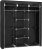 SONGMICS RYG12B Folding Wardrobe, Fabric Cabinet, Foldable Coat Rack with 2 Clothes Rails, 175 x 150 x 45 cm, Black, Canvas