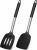 Silicone Spatula, Joyfair Stainless Steel Spatula Pack of 2, Cooking Turner/Non Stick Kitchen Slotted Spatula Ideal for Fish, Eggs, Pancakes, Heat Resistant & Dishwasher Safe, Black